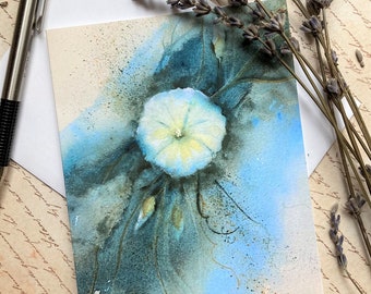 Floral Watercolor Note Cards with Envelopes, Morning Glory Note Cards