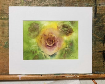 Rose Watercolor Flowers, Loose Watercolor Painting, Small Watercolor