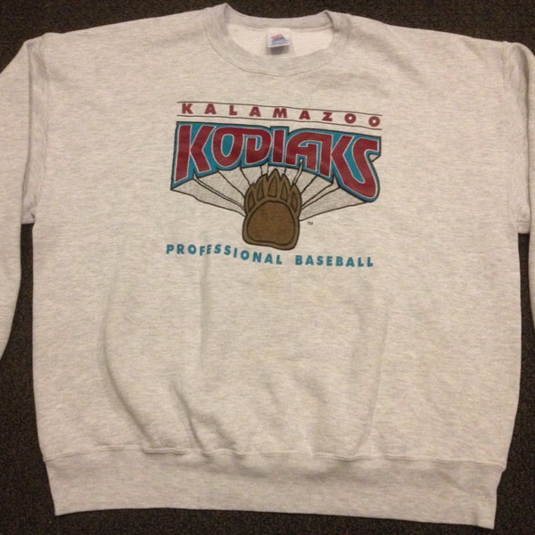 Vintage Kalamazoo Kodiaks Pro Baseball Print Crewneck Sweatshirt Size 2XL