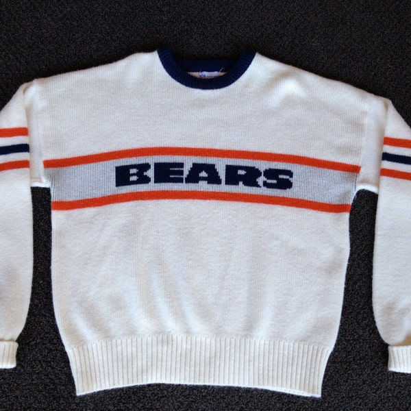 Rare Vintage 1980s Mens NFL Chicago Bears Football Cliff Engle Crewneck Wool Sweater Size:XL