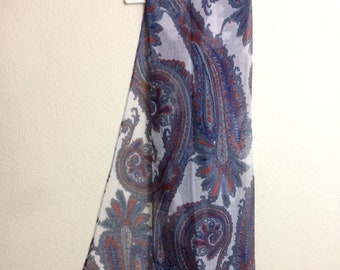 21" x 72" Paisley Red White Blue Giant Long Sheer Womens Shawl Scarf