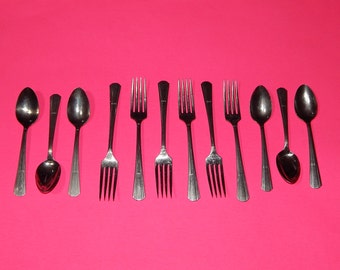 Lot of 12 Oneidacraft Stainless Silverware Dinner Forks and Teaspoons