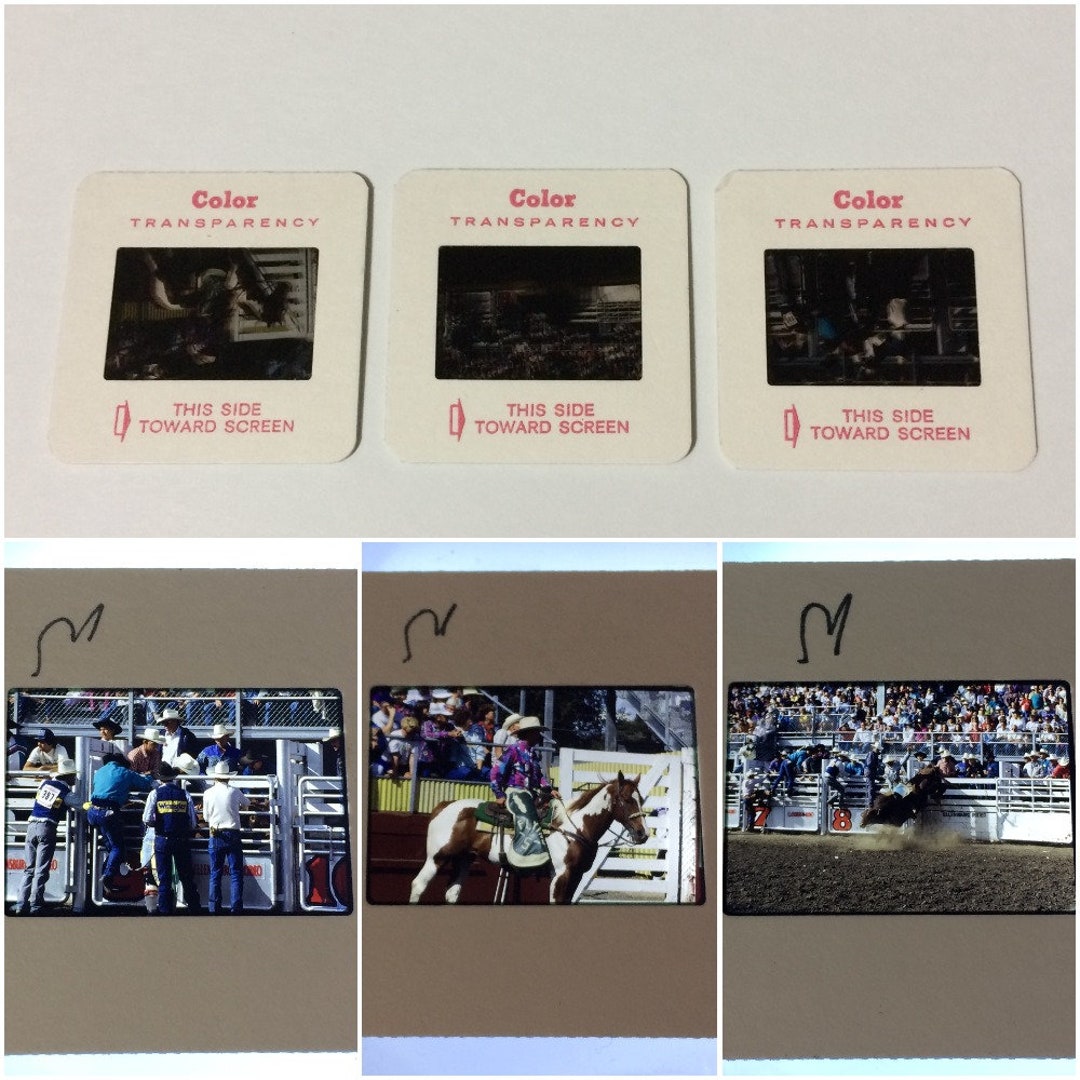 Lot of 3 Ellensburg WA Rodeo Photo Slides Vintage 80's90's Color