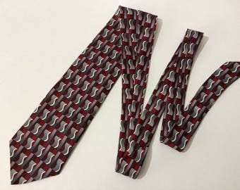 56" Puritan USA Gray White Red Maroon Geometric Design Necktie Tie