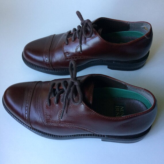 Nunn Bush Mens 9M Leather Lace up Reddish Brown Rubber Sole Non