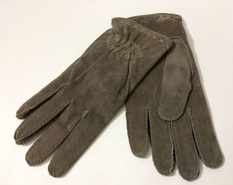 Greco's Gray Leather Italy Adult Knit Lined Detail Stitching NewOld Stock Gloves