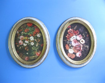 6 1/2" x 8 1/4" Norleans (Italy) Vintage Floral Oval Acrylic Frames Shabby Chic