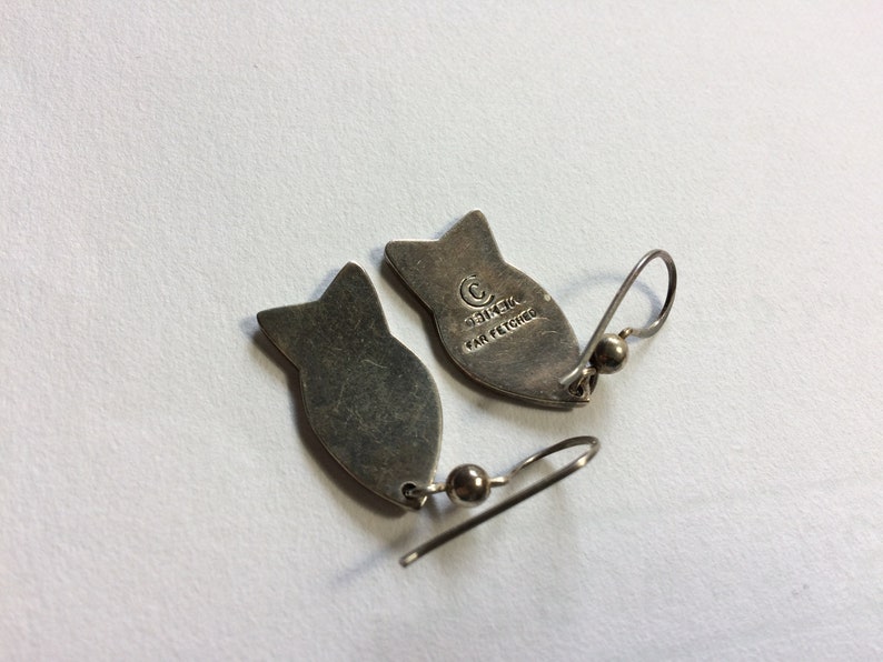 12 x 1 Far Fetched Sterling Silver Tarnished Brass Fish Shape Wire Pierced Earrings