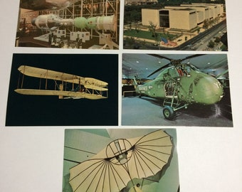 Lot of 5 Smithsonian National Air + Space Museum Vintage Postcards Helicopter Glider Space Crafts