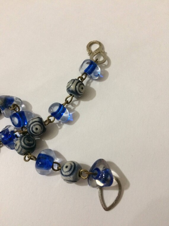 26" Cobalt Blue Acrylic Bead Necklace Made in Ind… - image 5