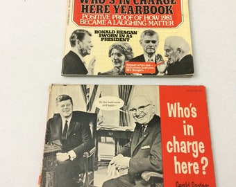 1962 + 1981 Who's in Charge Here? Book + Yearbook Gerald Gardner Politics Jokes