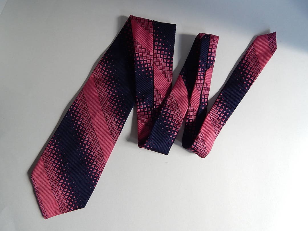 53 Qiana Vintage Pink Muave Black Stripe Wide Necktie - Etsy