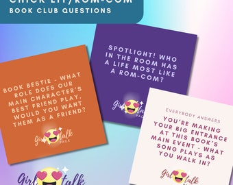 Rom-Com Book Club Question Cards: 50+ Prompts (Digital Download)