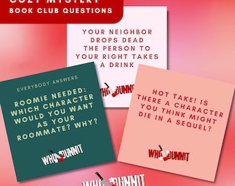 Cozy Mystery Book Club Question Deck, Playful Discussion (Digital Download)