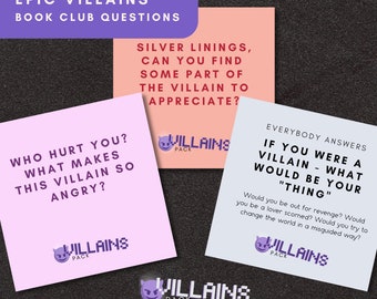 Villains Book Club Question deck game for adults (over 50 questions/prompts) [DIGITAL DOWNLOAD]