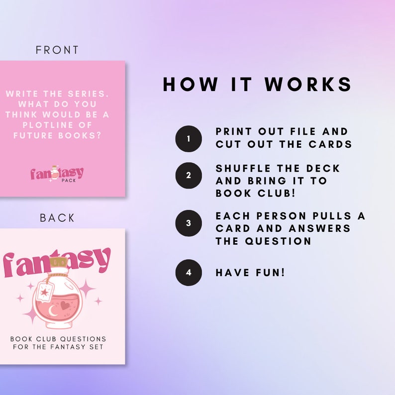 how to use Book club question decks