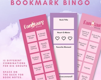 Fantasy Bookmark Bingo for adults (15 different bingo boards) [DIGITAL DOWNLOAD]