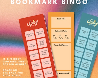 Spicy/Romance Bookmark Bingo for adults (15 different bingo boards) [DIGITAL DOWNLOAD]