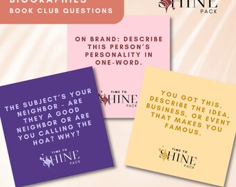 Biography Book Club Question Cards: Playful Discussion Prompts (Digital Download)