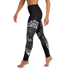 Black henna high waisted boho Yoga Leggings