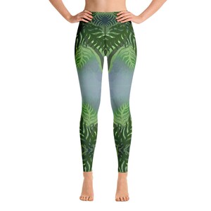 Plant leaf high waisted boho Yoga Leggings