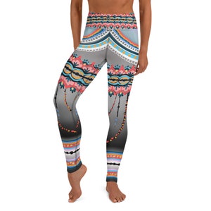Festive colorful mandala lace henna high waisted bohoYoga Leggings