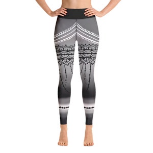 Lace gothic black high waisted boho Yoga Leggings
