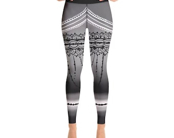 Lace gothic black high waisted boho Yoga Leggings