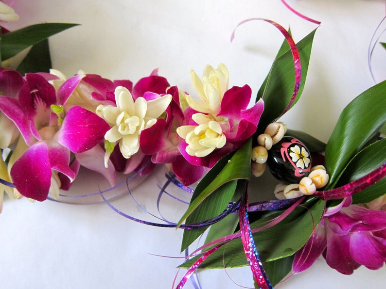 Custom Fragrant Fresh Flower Lei with Orchids & Tuberose Etsy