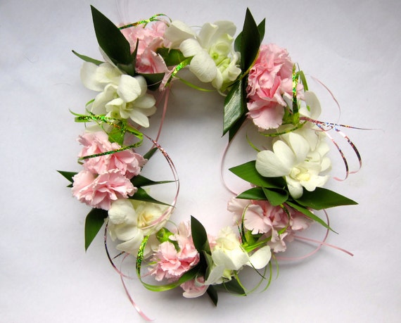 Custom Signature Fresh Flower Haku Head Lei With Orchids Etsy