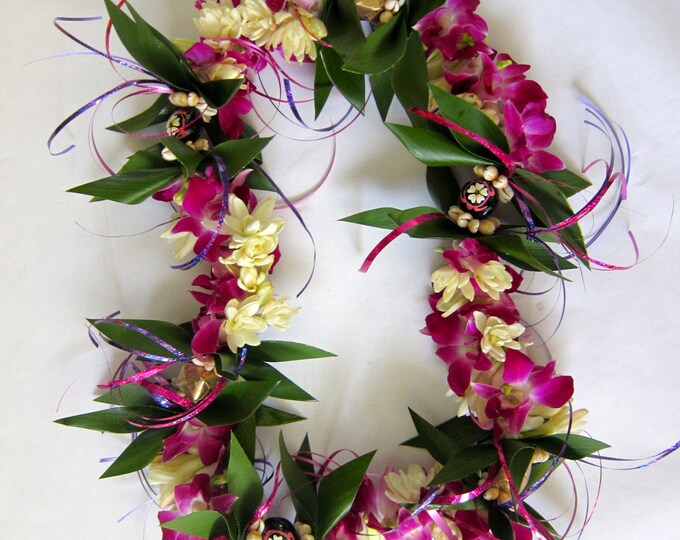Custom Fragrant Fresh Flower Lei With Orchids & Tuberose Etsy