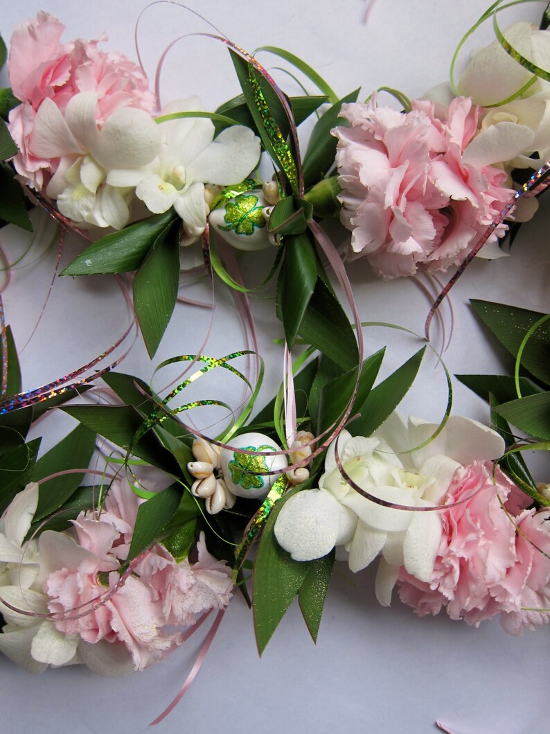 Custom Signature Fresh Flower Lei With Orchids & Carnations Etsy