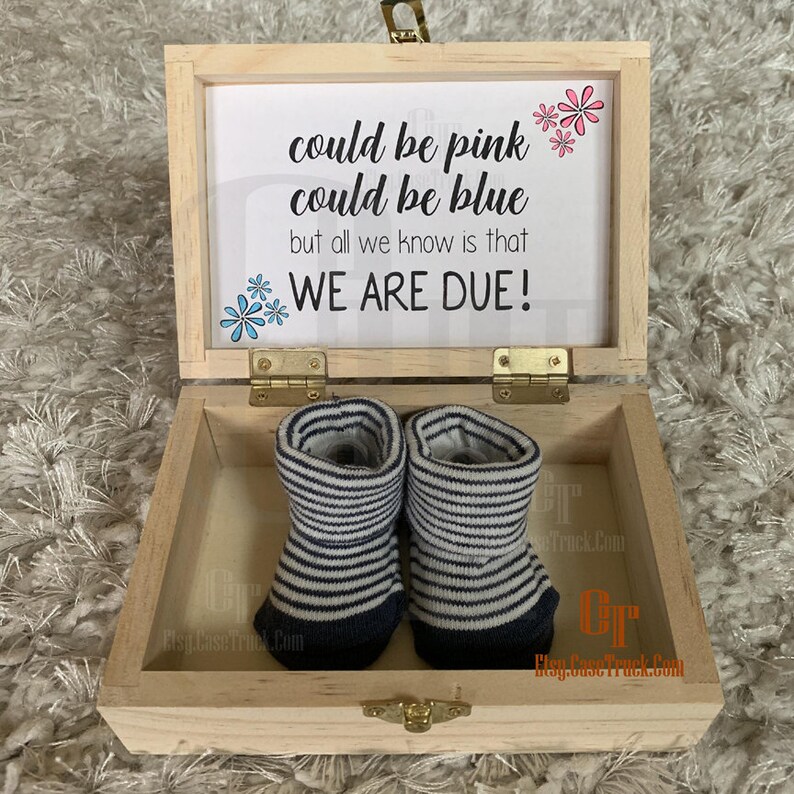 Pregnancy Reveal Surprise Announcement Baby Due Custom Box Photography Bodysuit