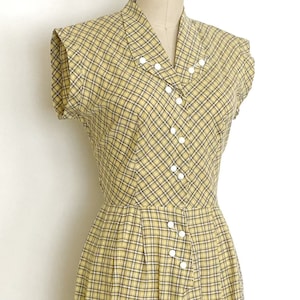 40s 50s plaid slant button cotton shirt dress • 1940s 1950s vintage dress