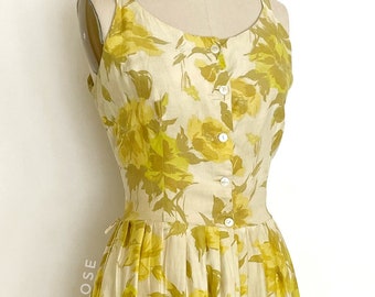50s 60s floral print cotton sun dress • 1950s 1960s vintage dress