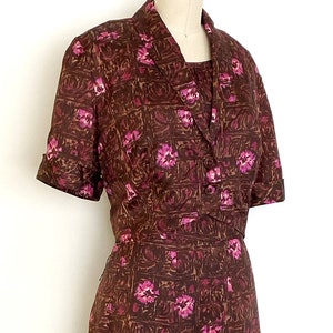 50s two piece floral print dress + jacket • 1950s vintage set