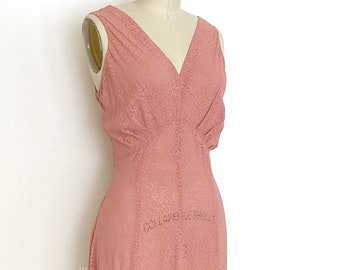 vintage 1930s gown • deco leaf devoré sheer rayon evening gown • 30s vintage dress • 30” 31” 32” waist