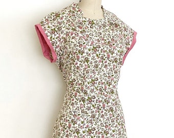 40s 50s mini floral print day dress • 1940s 1950s vintage dress • large