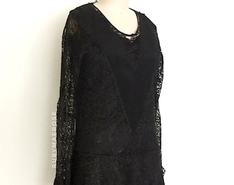 20s silk and lace evening dress • 1920s vintage dress • small