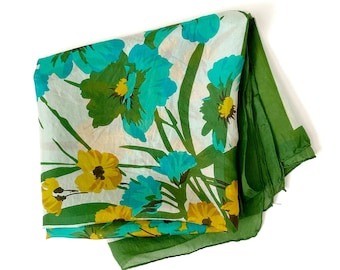 50s floral colour block silk scarf • 1950s vintage scarf