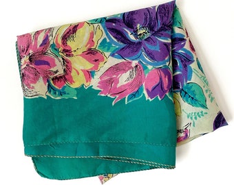 40s floral silk scarf • 1940s vintage scarf