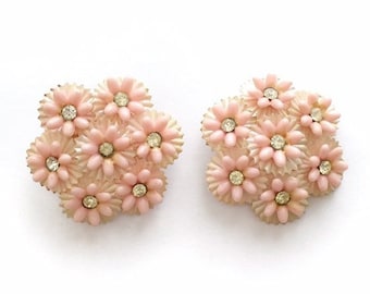 50s pastel flower earrings • 1950s vintage earrings