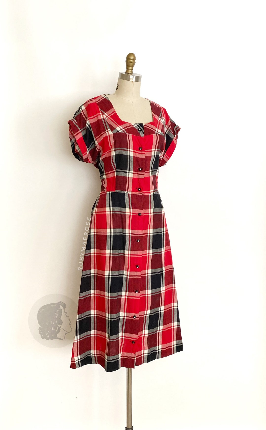 1940’s PLAID COTTON DRESS