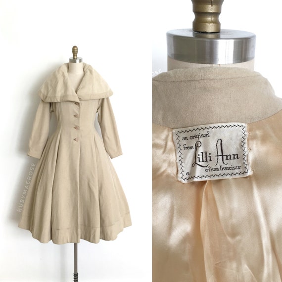 vintage 1950s designer coat | 50s Lilli Ann cashme