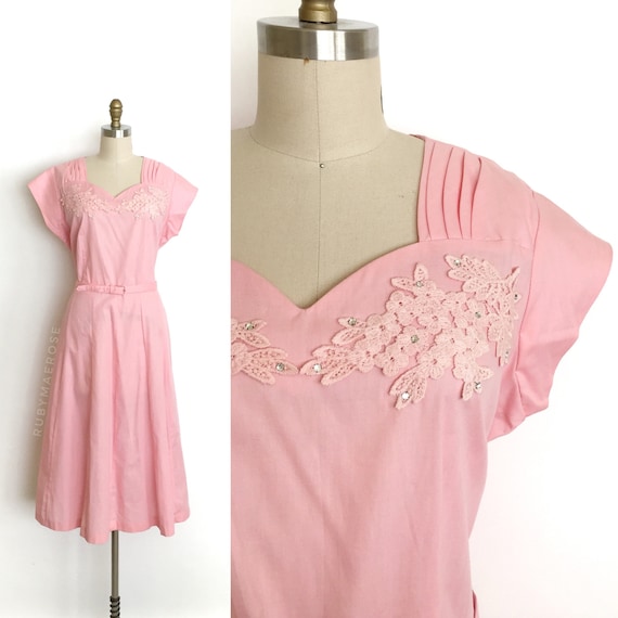 vintage 1940s 1950s dress | 40s 50s deadstock lace