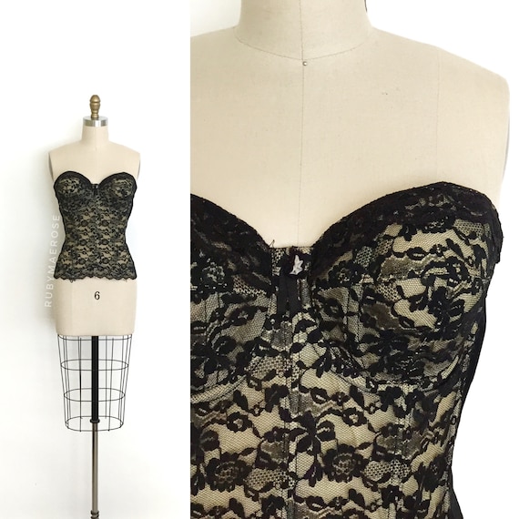 50s Lady Marlene strapless lace bustier • 1950s v… - image 2