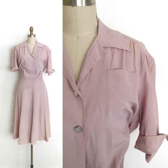 vintage 1930s dress | 30s lilac daytime rayon shir