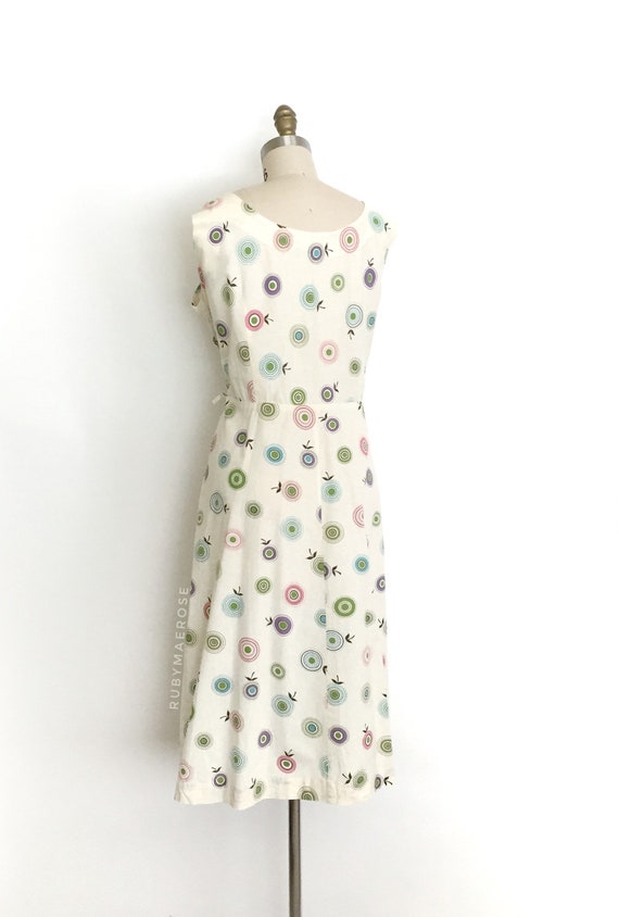 vintage 1950s dress • circle fruit novelty pastel… - image 6