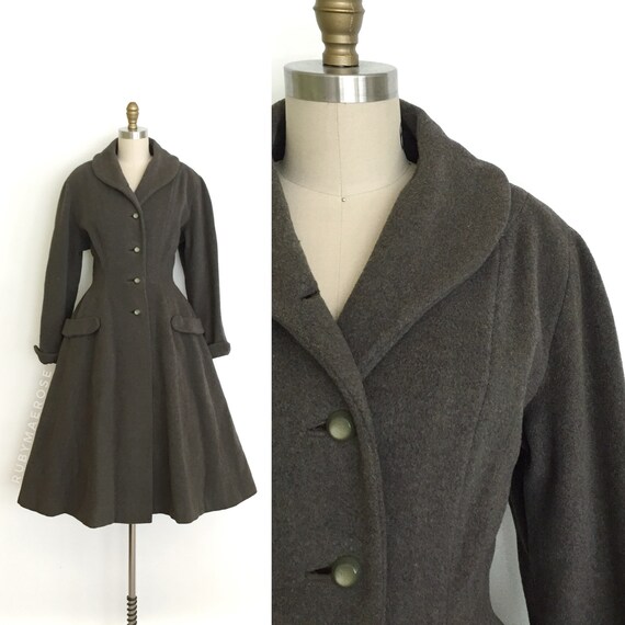 vintage 1950s coat | 50s winter wool princess coat