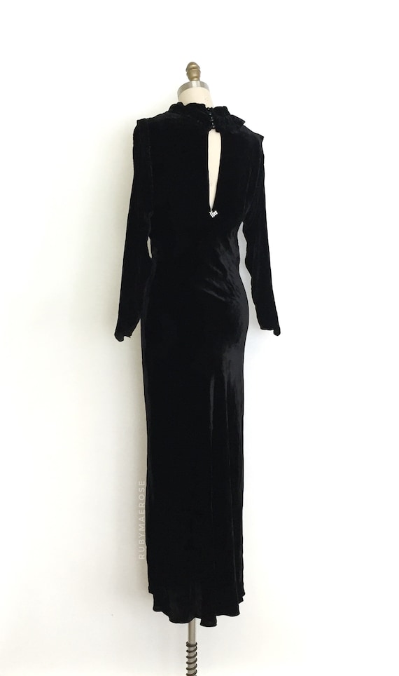 vintage 1930s dress • silk velvet cut out bias cu… - image 9